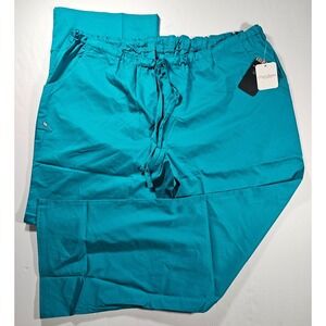 Cherokee Scrubs Elastic Pants Straight Leg Teal Drawstrings WOMENS SIZE 2XL